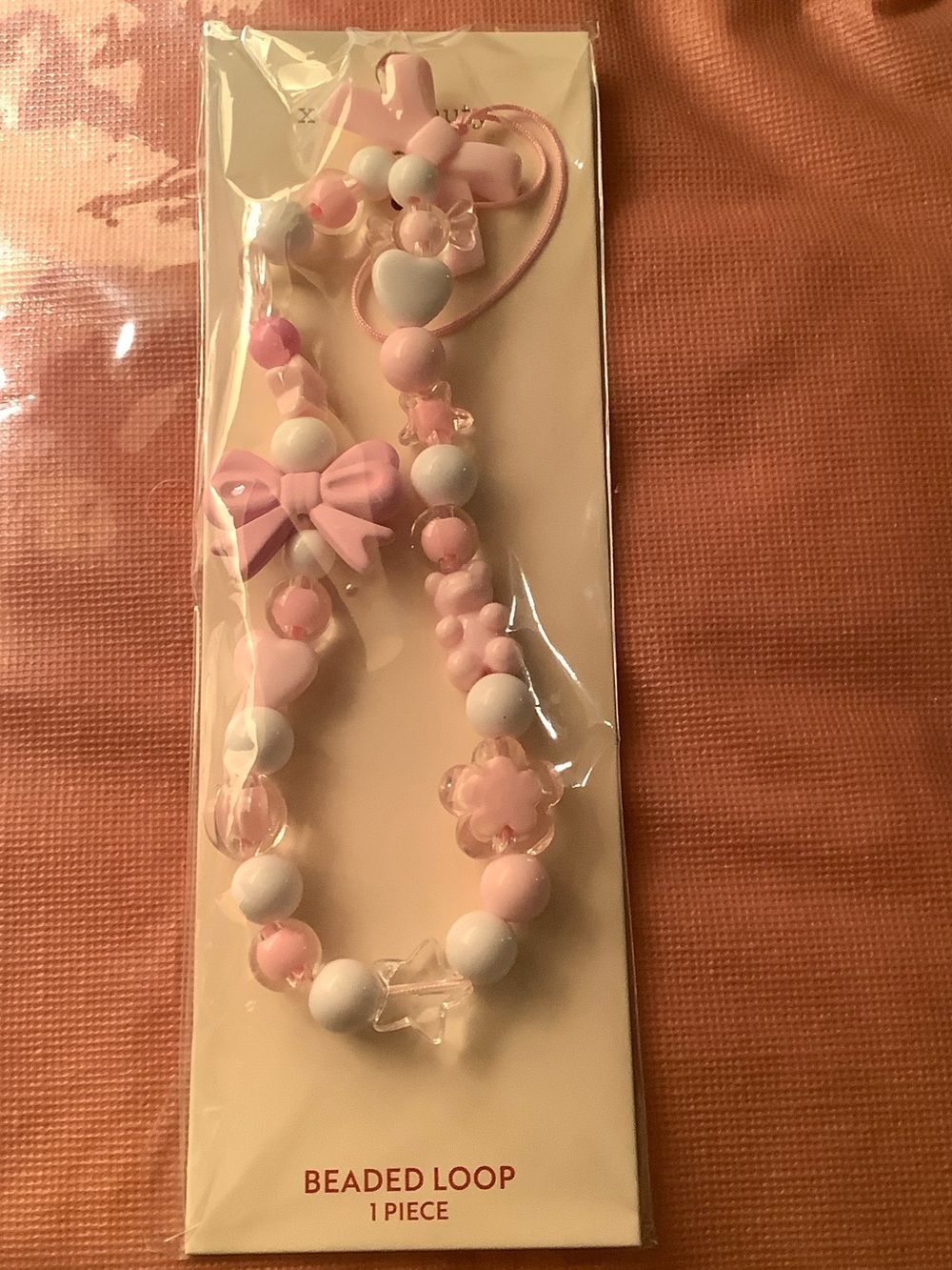 Pink & White Kids Beaded Necklace with Bow